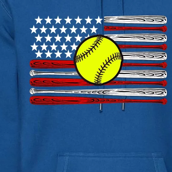 American Softball Flag Premium Hoodie