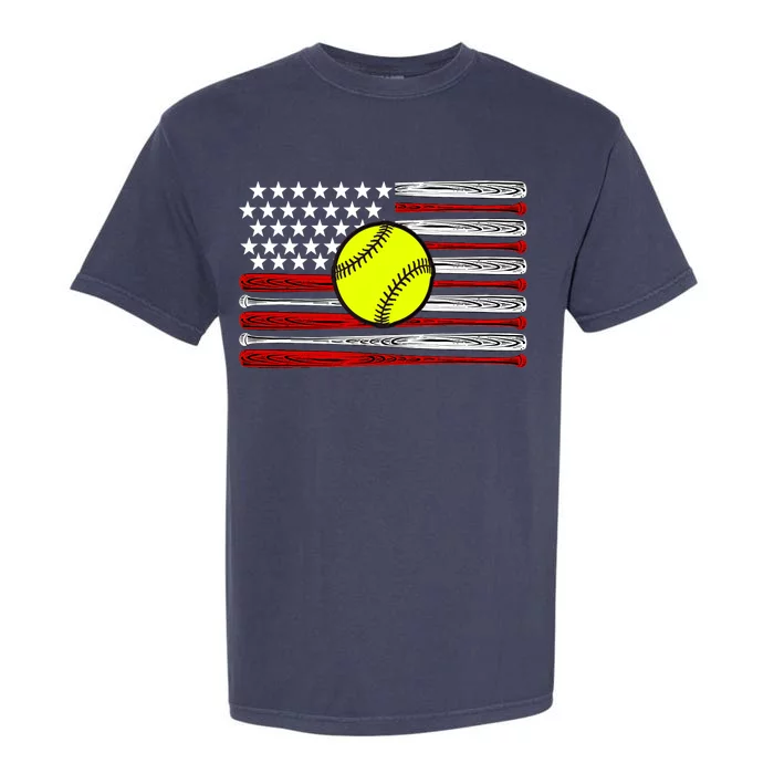 American Softball Flag Garment-Dyed Heavyweight T-Shirt