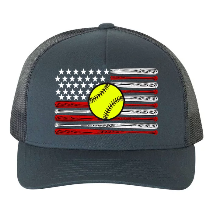 American Softball Flag Yupoong Adult 5-Panel Trucker Hat