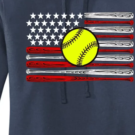 American Softball Flag Women's Pullover Hoodie