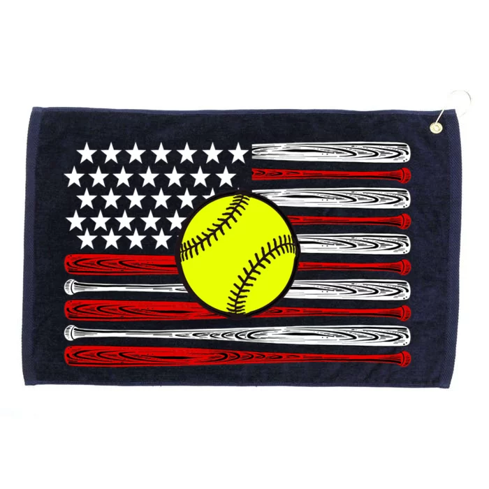 American Softball Flag Grommeted Golf Towel