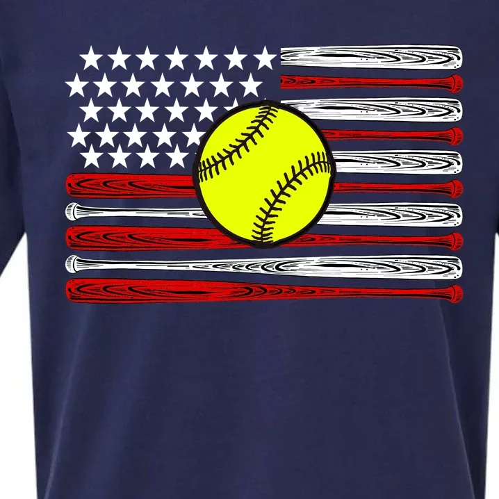 American Softball Flag Sueded Cloud Jersey T-Shirt