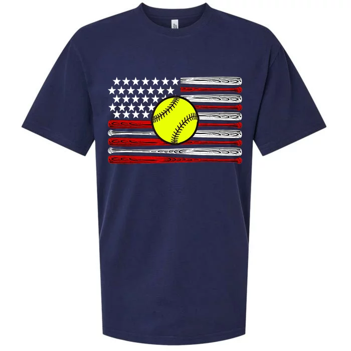 American Softball Flag Sueded Cloud Jersey T-Shirt