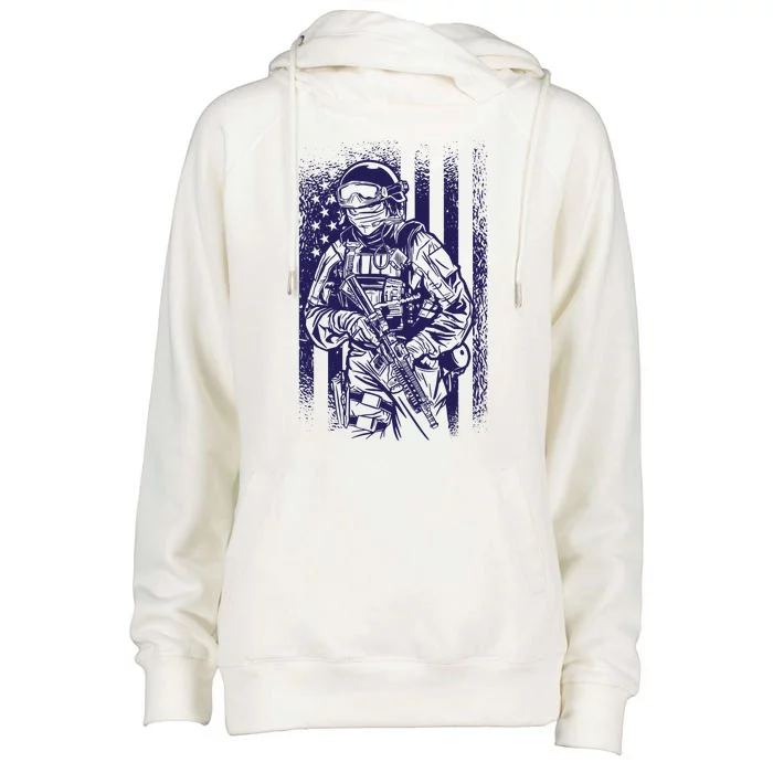 American Soldier Vintage Womens Funnel Neck Pullover Hood