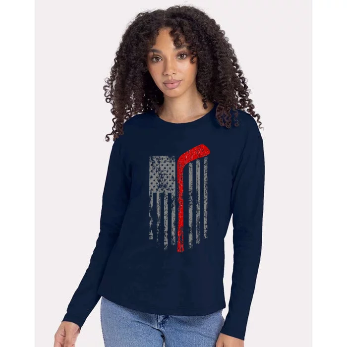 American Team Hockey USA Flag Womens Cotton Relaxed Long Sleeve T-Shirt