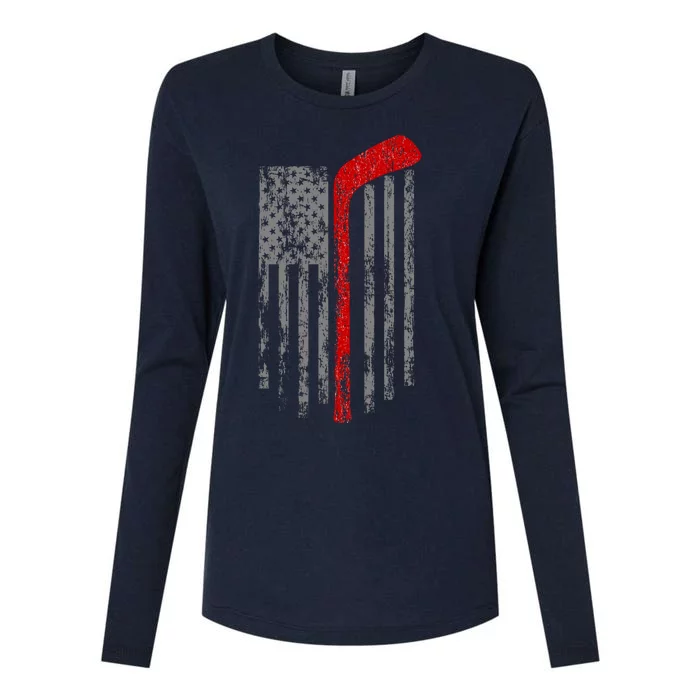 American Team Hockey USA Flag Womens Cotton Relaxed Long Sleeve T-Shirt