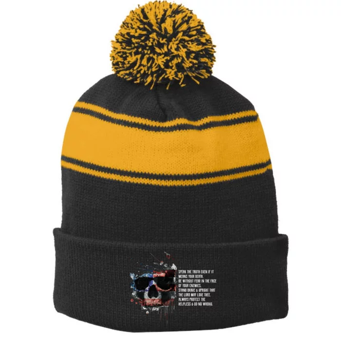 American Templar Code Stripe Pom Pom Beanie