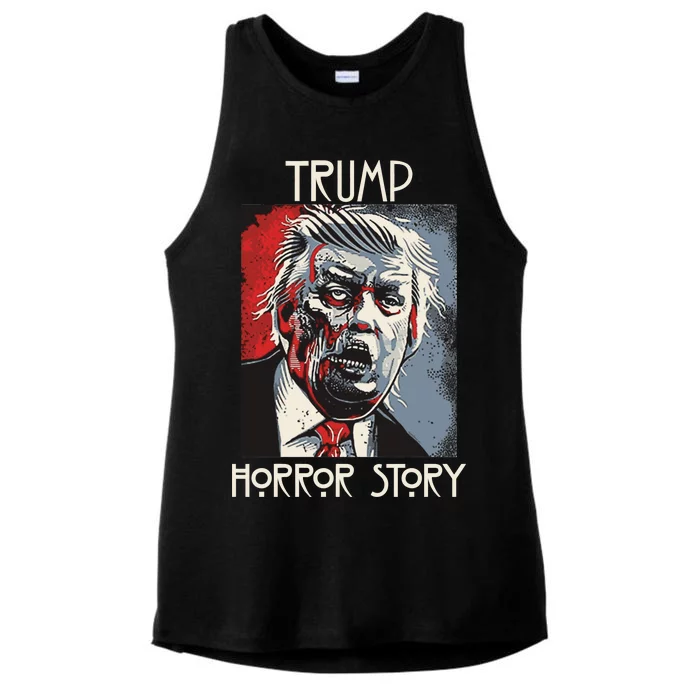 American Trump Horror Hor-ror Story 2016 Zombie Election Ladies Tri-Blend Wicking Tank