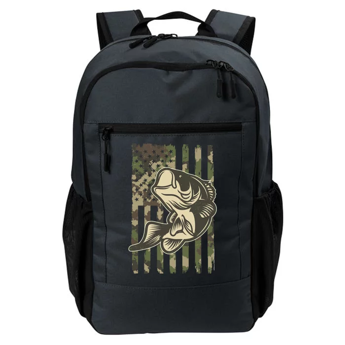 American US Camouflage Flag Bass Fishing Daily Commute Backpack