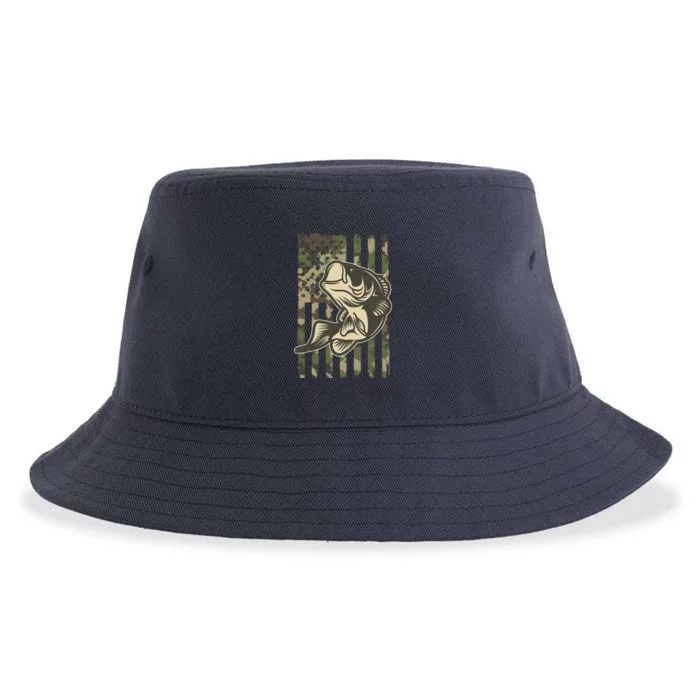 American US Camouflage Flag Bass Fishing Sustainable Bucket Hat