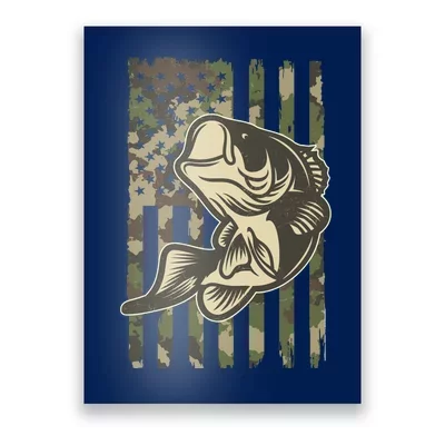 TeeShirtPalace | Distressed American USA Flag Bass Fishing Poster