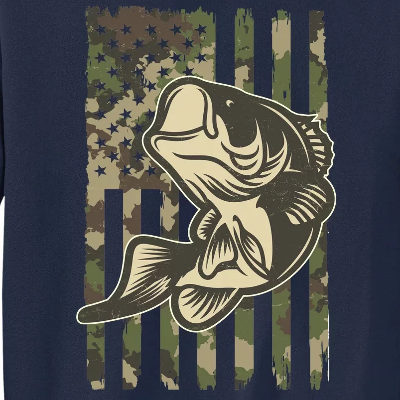 American US Camouflage Flag Bass Fishing Tall Sweatshirt