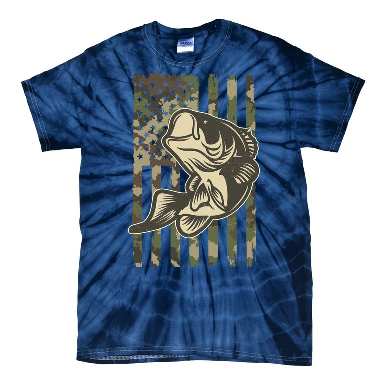 American US Camouflage Flag Bass Fishing Tie-Dye T-Shirt