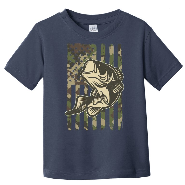 American US Camouflage Flag Bass Fishing Toddler T-Shirt