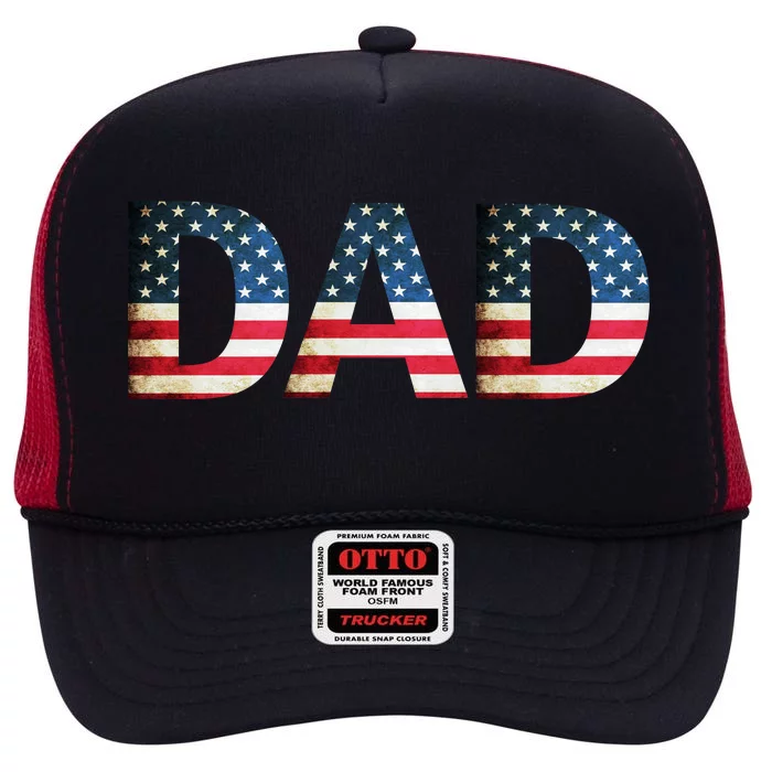 American USA Dad High Crown Mesh Trucker Hat