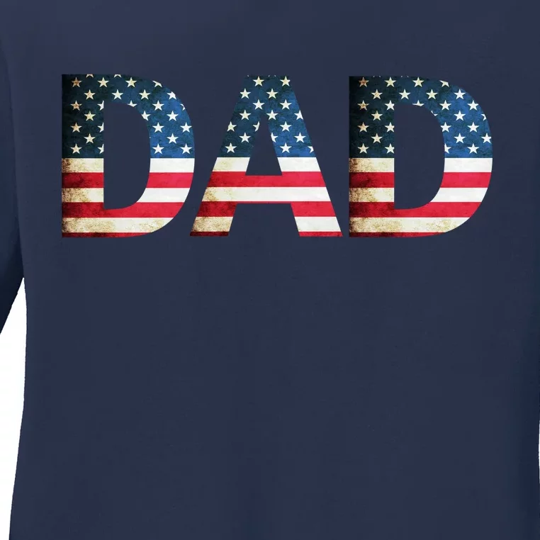 American USA Dad Ladies Long Sleeve Shirt