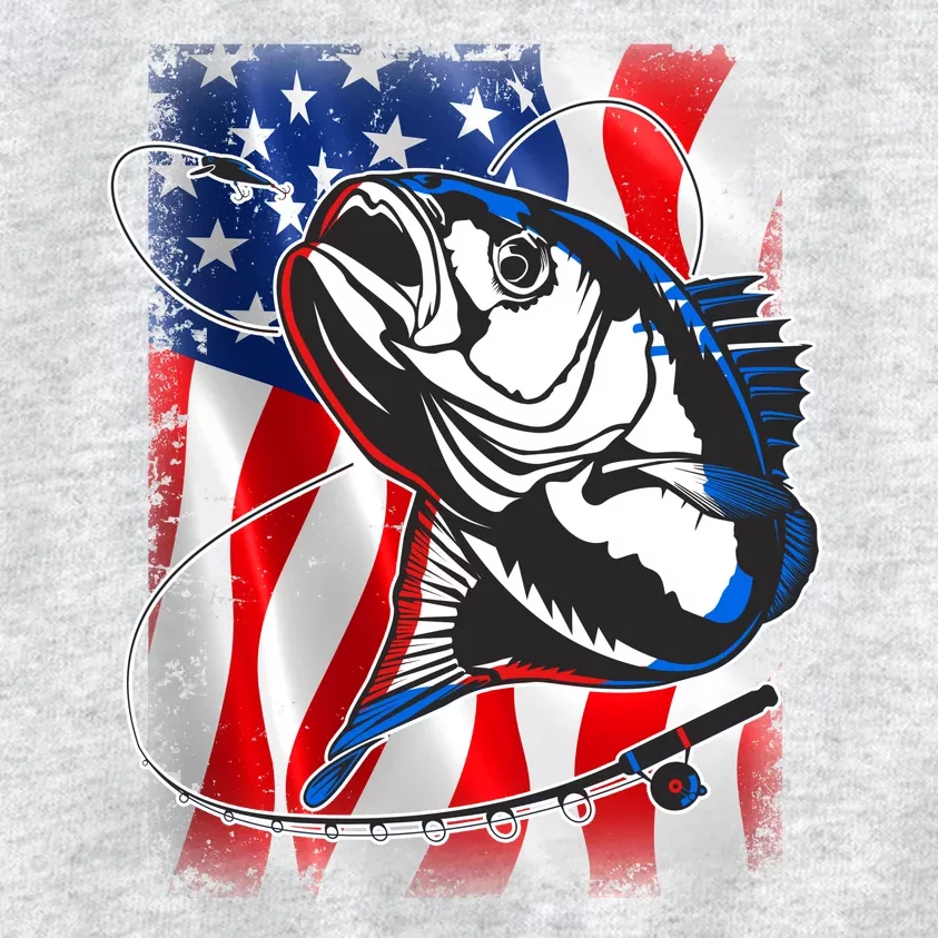 American USA Flag Bass Fishing Fan Kids Sweatshirt