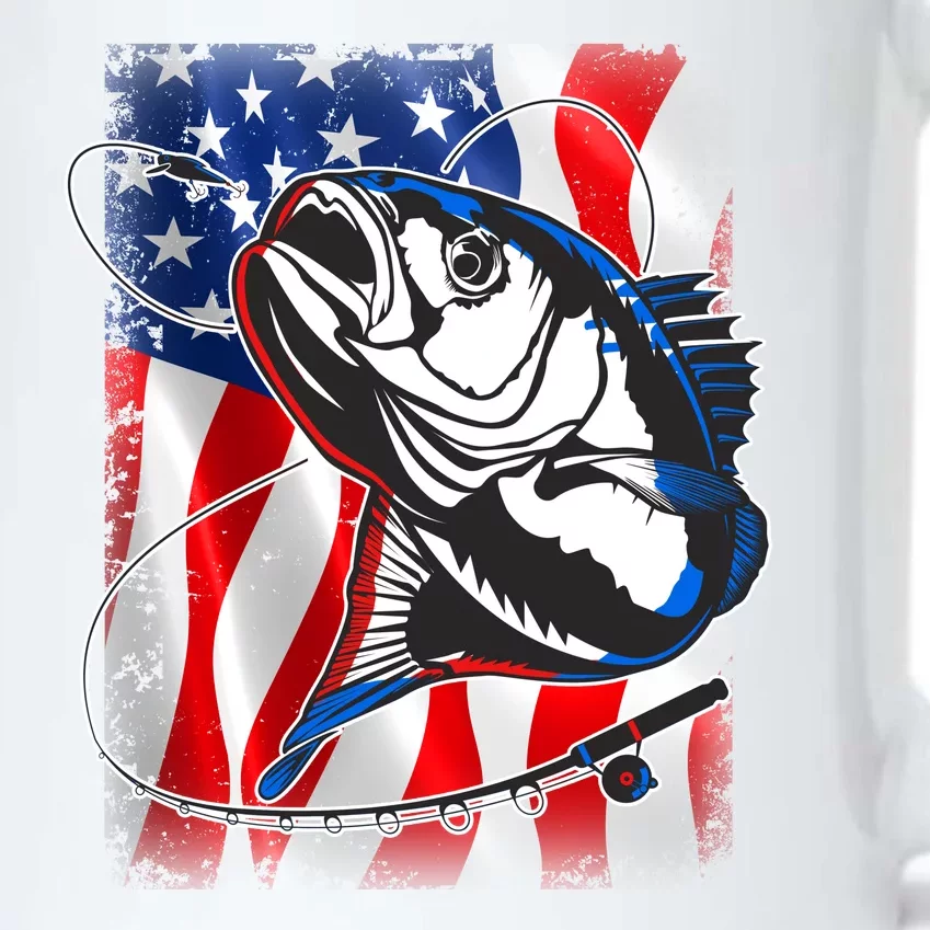 American USA Flag Bass Fishing Fan Black Color Changing Mug