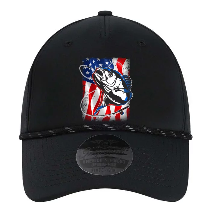 American USA Flag Bass Fishing Fan Performance The Dyno Cap