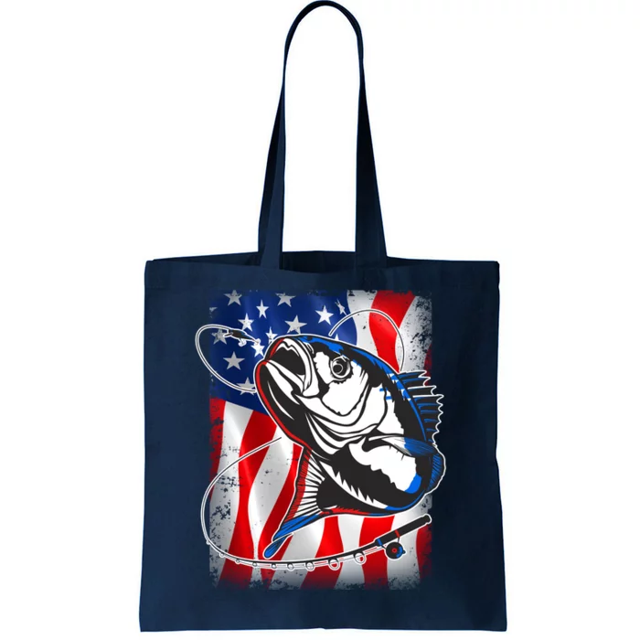 American USA Flag Bass Fishing Fan Tote Bag