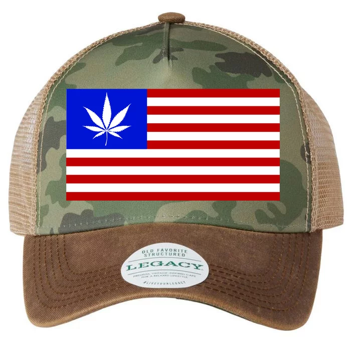 American USA Weed Flag Legacy Tie Dye Trucker Hat