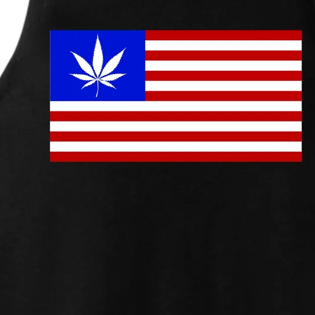 American USA Weed Flag Ladies Tri-Blend Wicking Tank