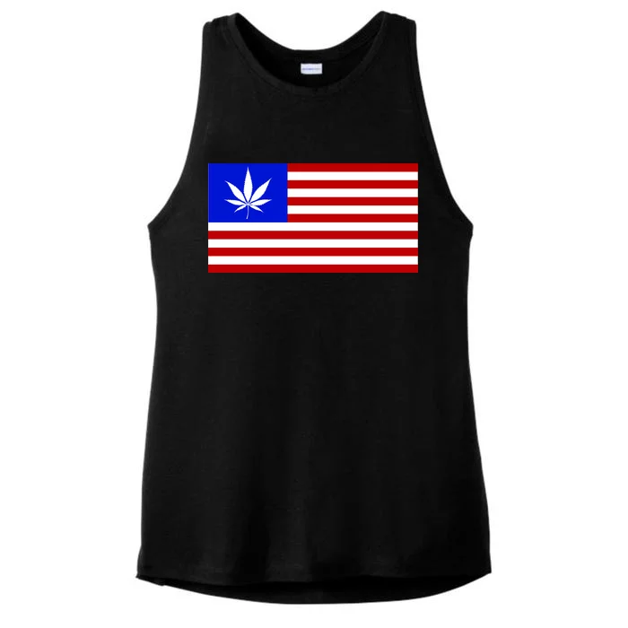 American USA Weed Flag Ladies Tri-Blend Wicking Tank