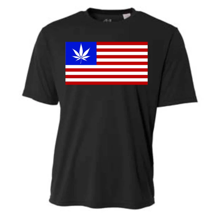 American USA Weed Flag Cooling Performance Crew T-Shirt