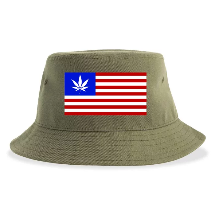 American USA Weed Flag Sustainable Bucket Hat