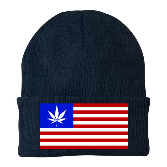 American USA Weed Flag Knit Cap Winter Beanie