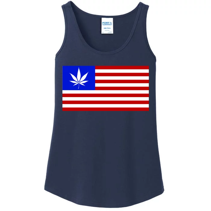 American USA Weed Flag Ladies Essential Tank