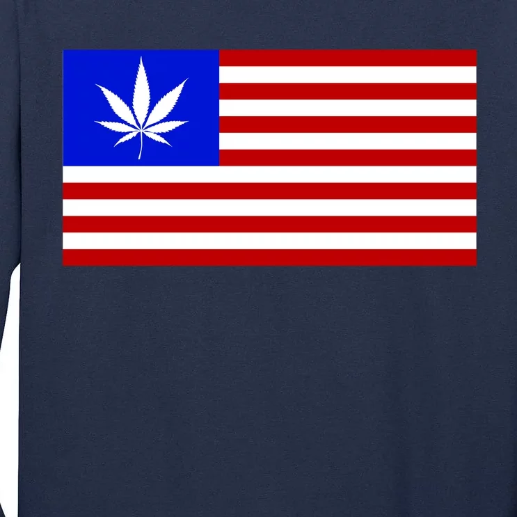 American USA Weed Flag Tall Long Sleeve T-Shirt