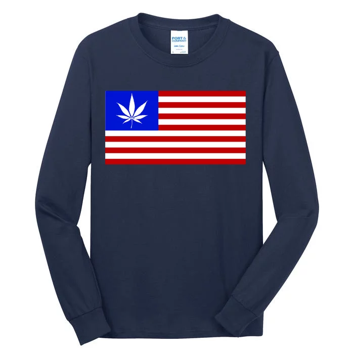 American USA Weed Flag Tall Long Sleeve T-Shirt