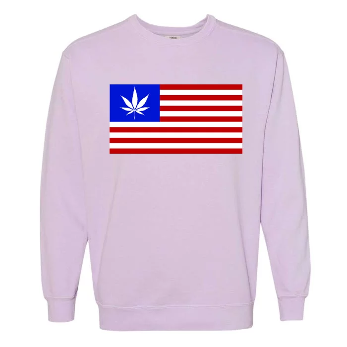 American USA Weed Flag Garment-Dyed Sweatshirt