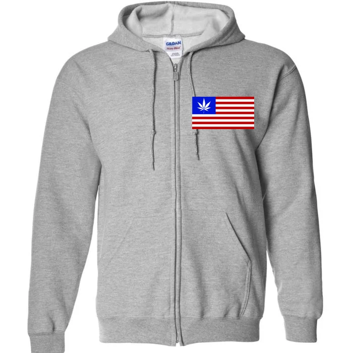 American USA Weed Flag Full Zip Hoodie