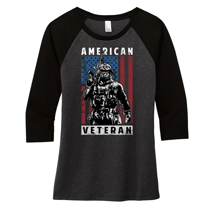 American Veteran Women's Tri-Blend 3/4-Sleeve Raglan Shirt