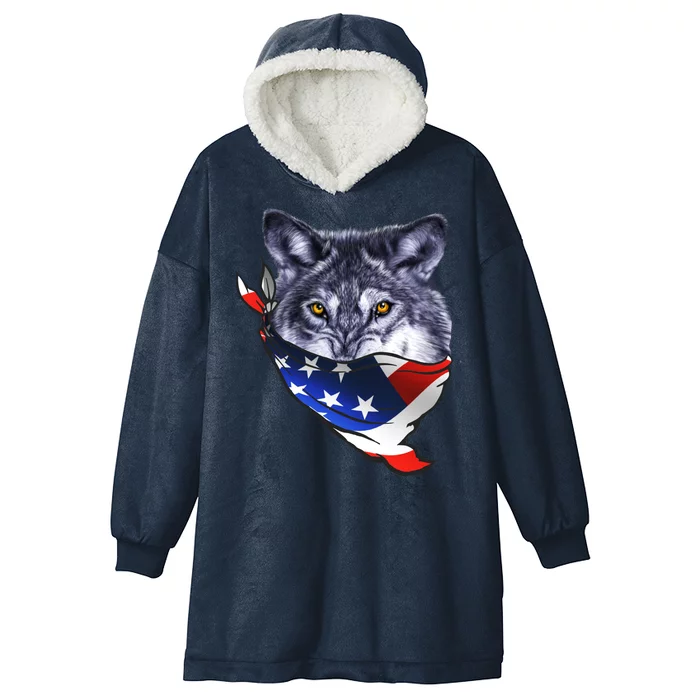 American Wolf USA Bandanna Hooded Wearable Blanket