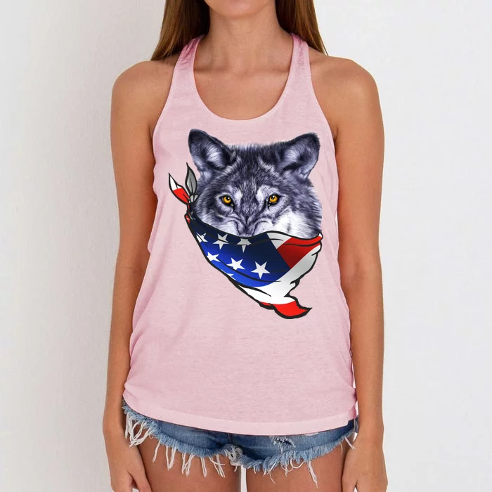 American Wolf USA Bandanna Women's Knotted Racerback Tank