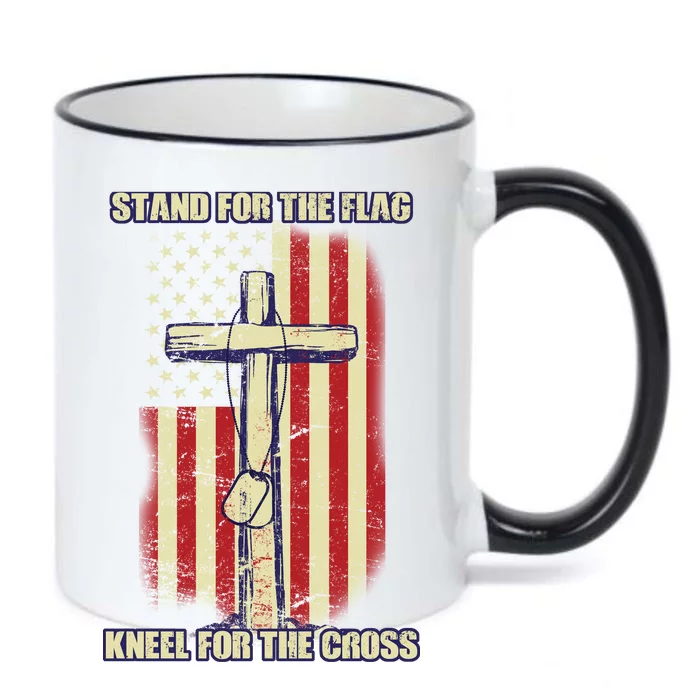 Americans Stand For The Flag Kneel For The Cross Black Color Changing Mug