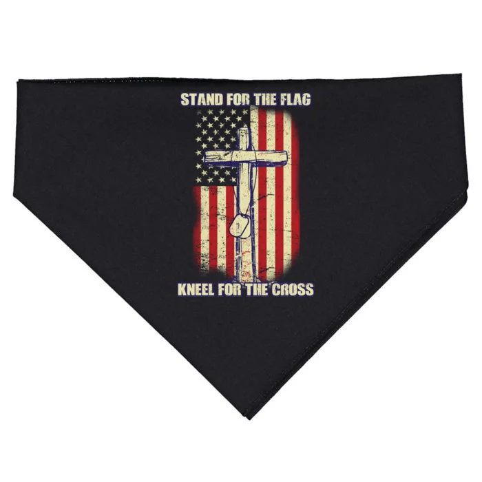 Americans Stand For The Flag Kneel For The Cross USA-Made Doggie Bandana