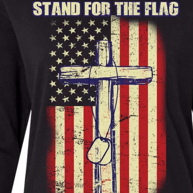 Americans Stand For The Flag Kneel For The Cross Womens Cotton Relaxed Long Sleeve T-Shirt