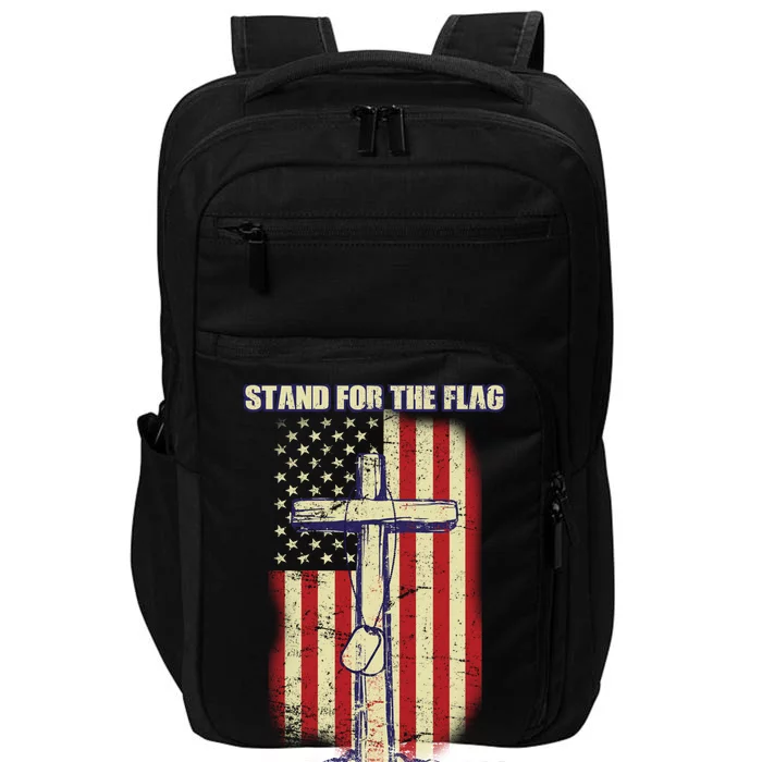 Americans Stand For The Flag Kneel For The Cross Impact Tech Backpack