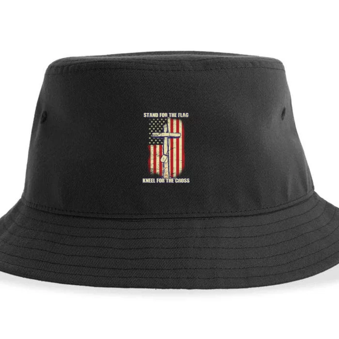 Americans Stand For The Flag Kneel For The Cross Sustainable Bucket Hat