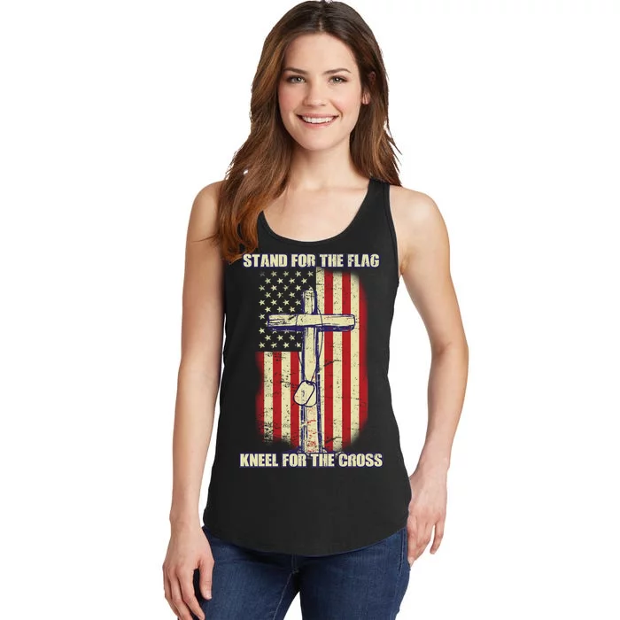 Americans Stand For The Flag Kneel For The Cross Ladies Essential Tank