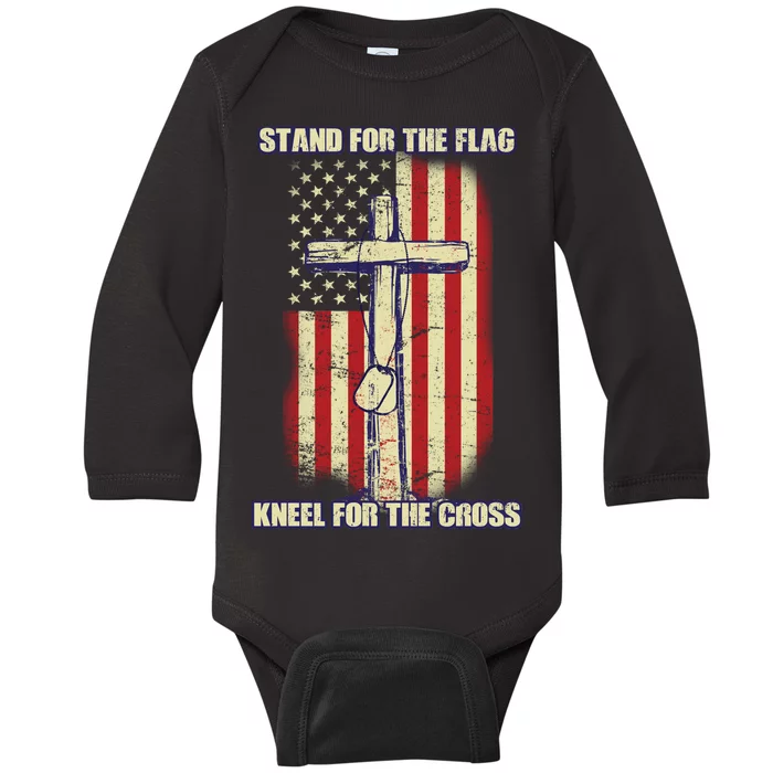 Americans Stand For The Flag Kneel For The Cross Baby Long Sleeve Bodysuit