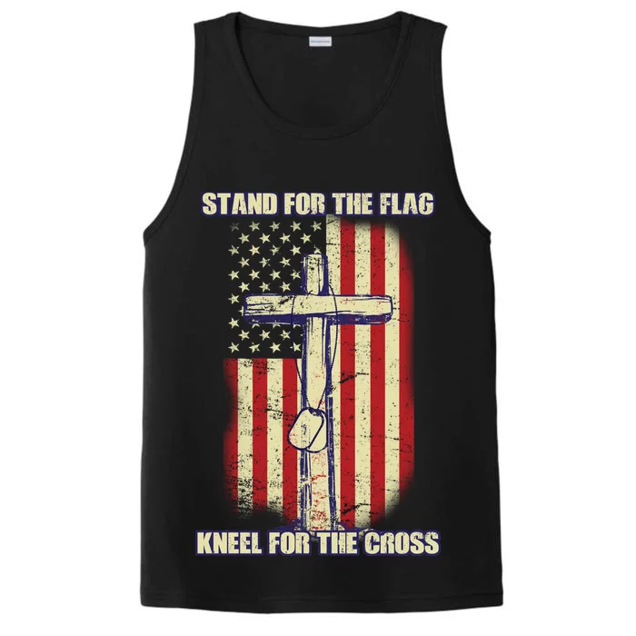 Americans Stand For The Flag Kneel For The Cross Performance Tank