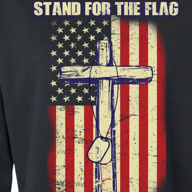 Americans Stand For The Flag Kneel For The Cross Cropped Pullover Crew