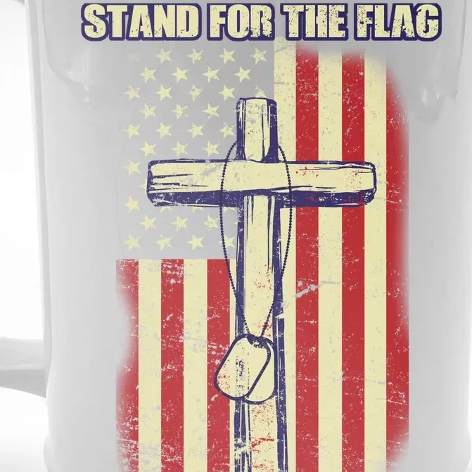 Americans Stand For The Flag Kneel For The Cross Front & Back Beer Stein