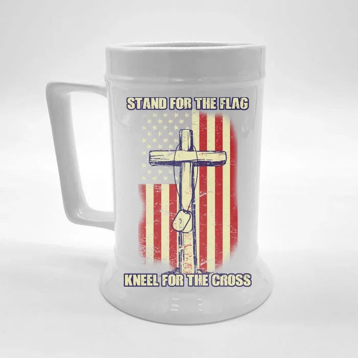 Americans Stand For The Flag Kneel For The Cross Front & Back Beer Stein