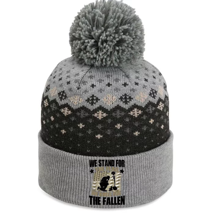 Americans We Stand For The Flag Kneel For The Fallen The Baniff Cuffed Pom Beanie